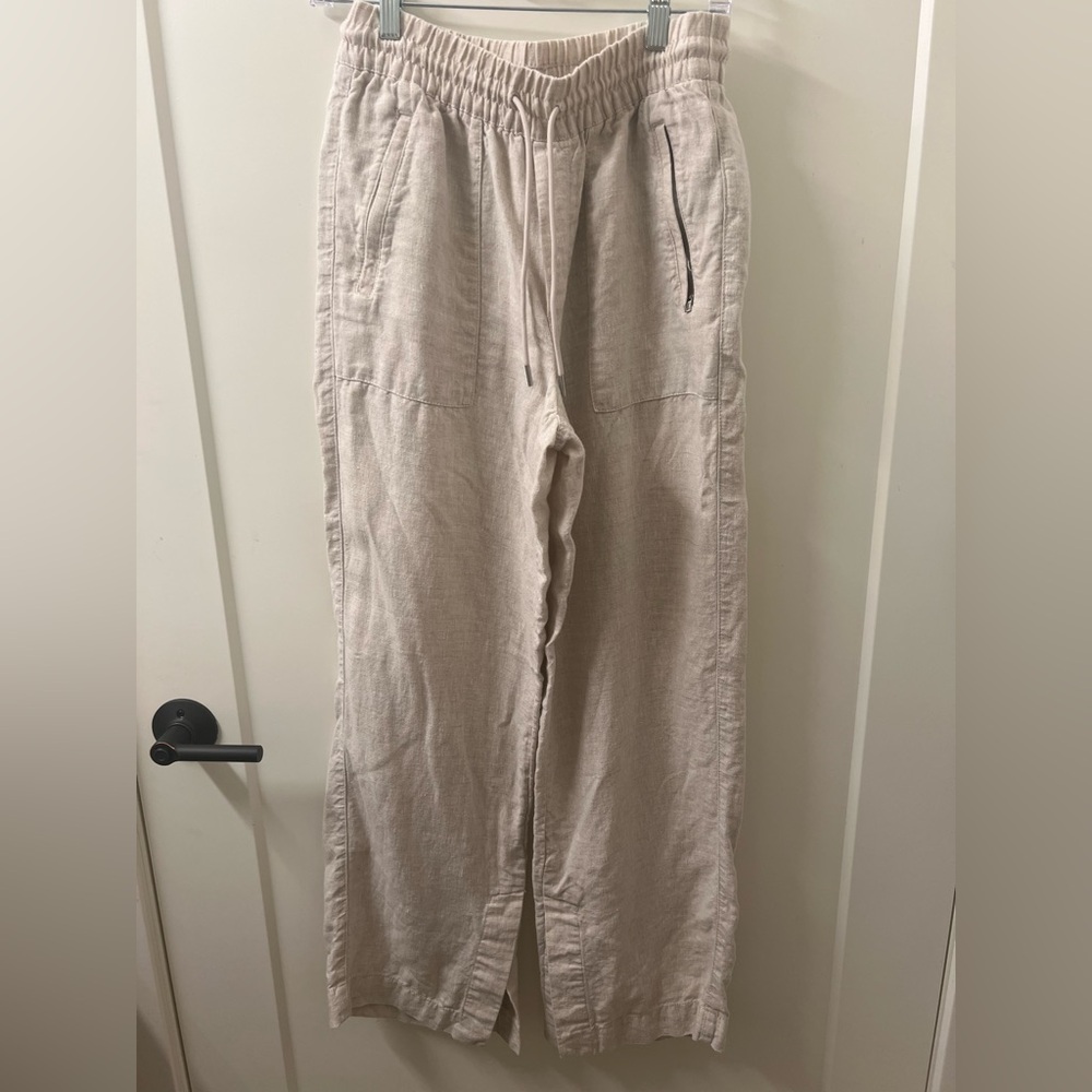 Women’s Athleta Retreat Linen High Rise, Wide leg Pants  Beige